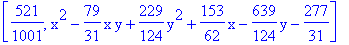 [521/1001, x^2-79/31*x*y+229/124*y^2+153/62*x-639/124*y-277/31]